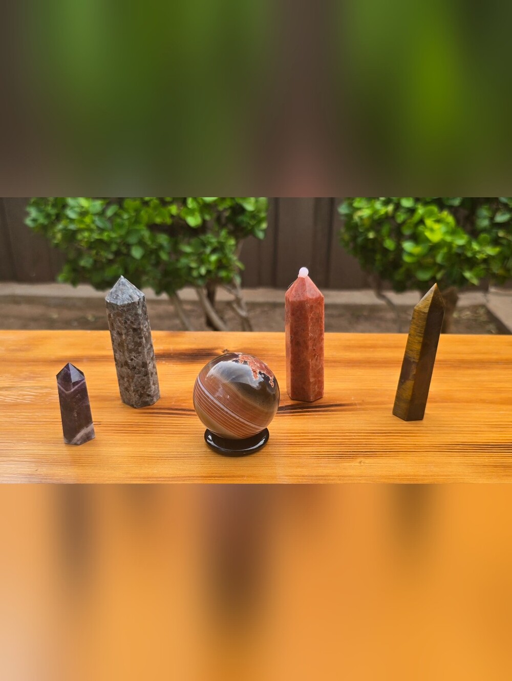 Assorted Decorative Gemstone Sphere and Towers - Brown, Gray, Red, Green, Black